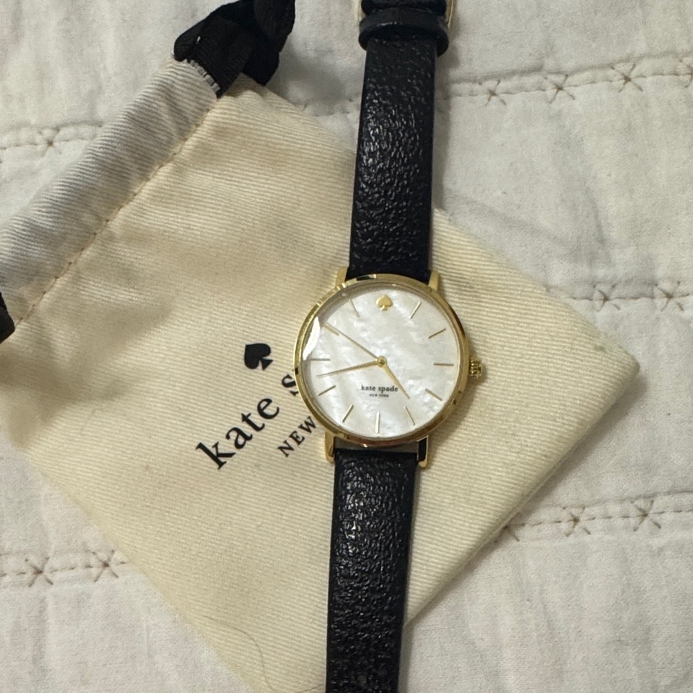 Kate Spade Gold and Black Leather Watch